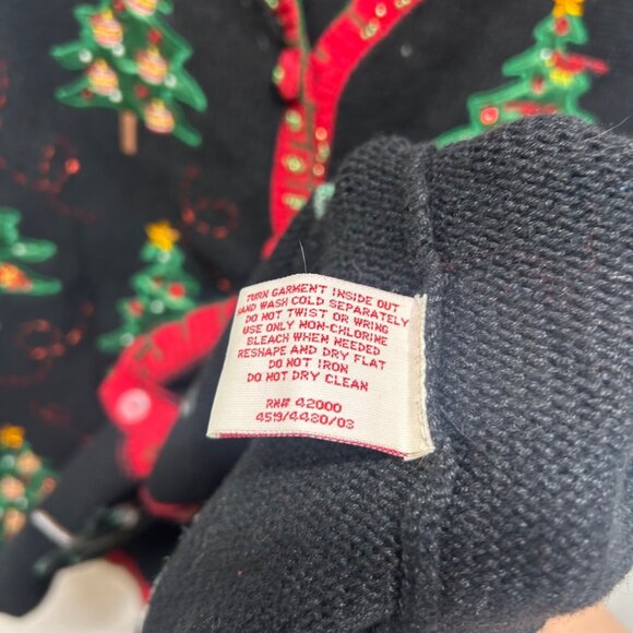 Basic Editions Holiday Sweater Vest 3X Christmas Tree Embroidered Black & Red - Picture 9 of 11